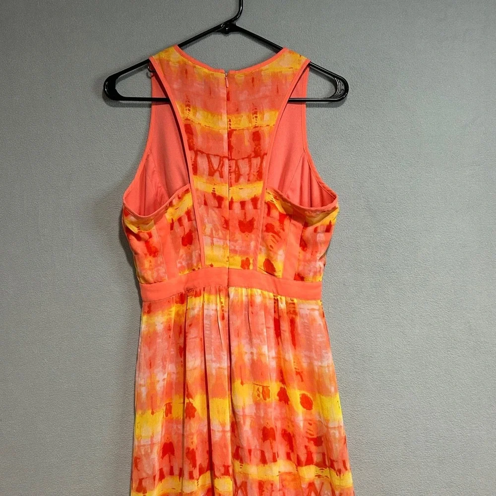 Calvin Klein Maxi Dress‎ Womens 8 Orange Yellow lightweight Side Slits Resort